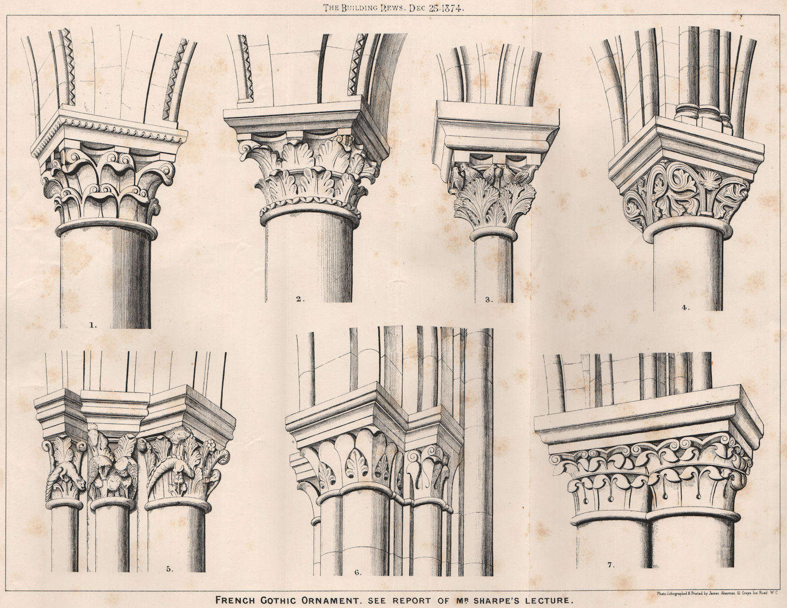 French Gothic Ornament. See Report of Mr. Sharpe's Lecture. France 1874 print